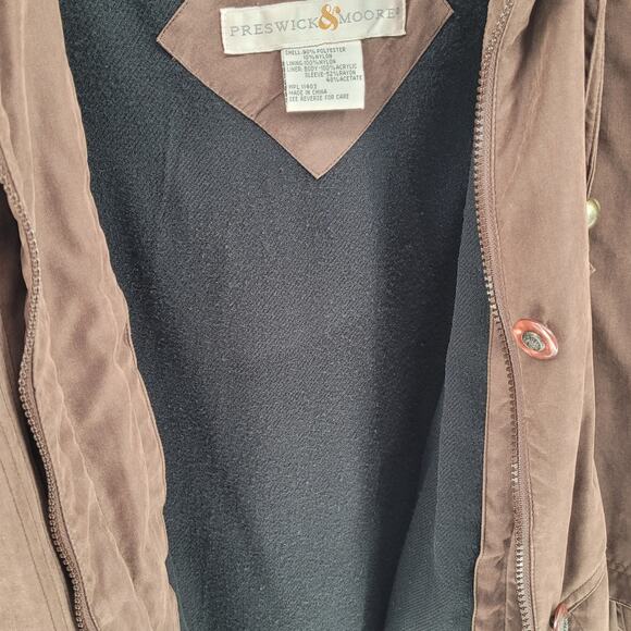 Preswick & Moore Womens Brown Detachable Interior Lining Hooded Nylon Jacket L - Picture 9 of 12